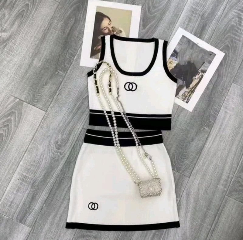 Chanel Knitted Fall Two Piece Skirt Set - TimelessGear9