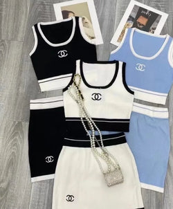 Chanel Knitted Fall Two Piece Skirt Set - TimelessGear9