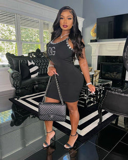 D&G Terrific Midnight Black Trim Dress Sexy Bodycon - TimelessGear9