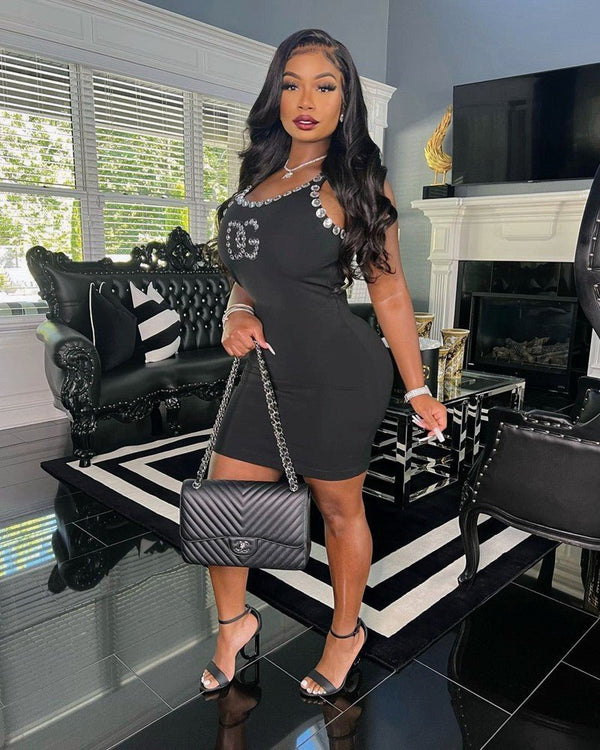 D&G Terrific Midnight Black Trim Dress Sexy Bodycon - TimelessGear9