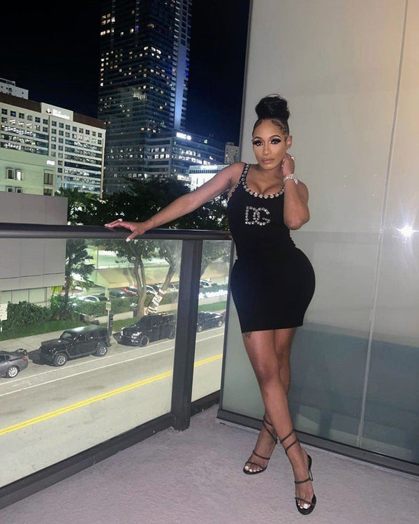 D&G Terrific Midnight Black Trim Dress Sexy Bodycon - TimelessGear9
