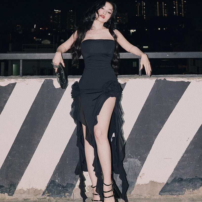 Elegant sleeveless ruffle appliques bodycon mini - TimelessGear9