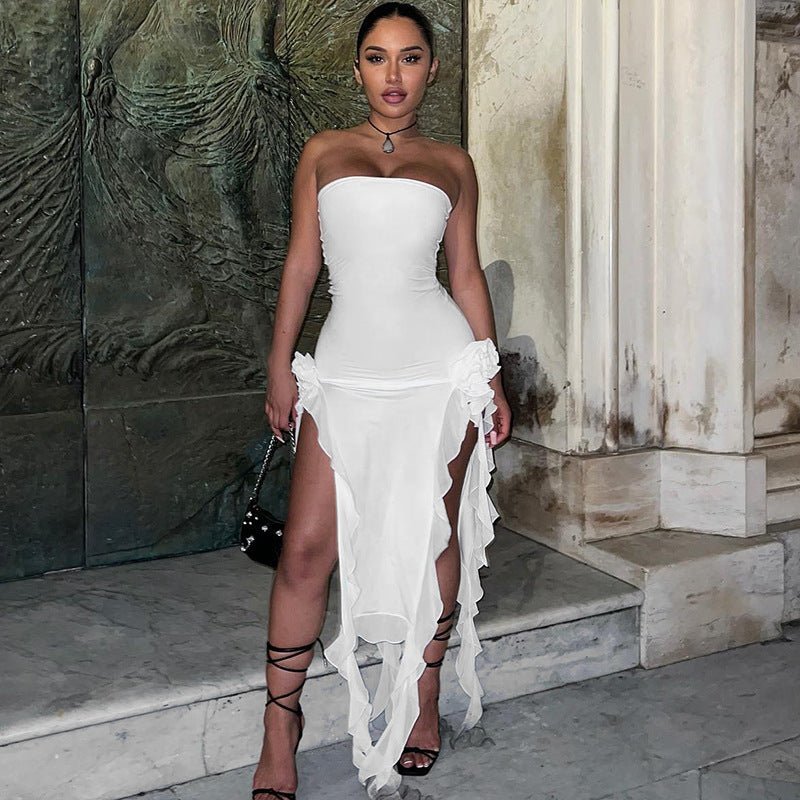 Elegant sleeveless ruffle appliques bodycon mini - TimelessGear9