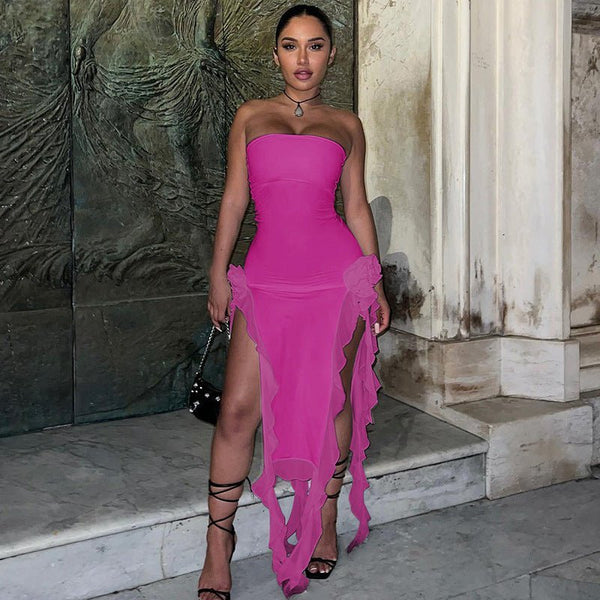 Elegant sleeveless ruffle appliques bodycon mini - TimelessGear9