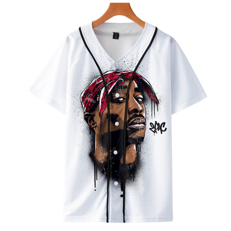 Tupac 2pac T-shirt Short sleeve O-Neck Baseball shirt Hip Hop Swag - TimelessGear9