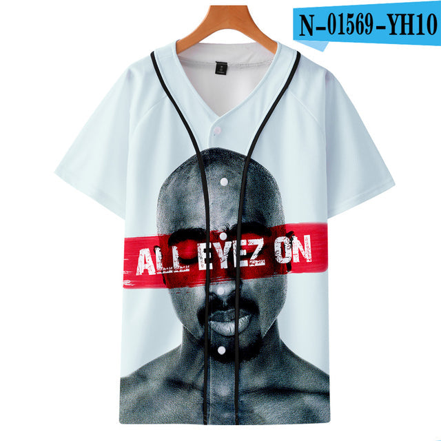 Tupac 2pac T-shirt Short sleeve O-Neck Baseball shirt Hip Hop Swag - TimelessGear9