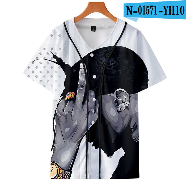 Tupac 2pac T-shirt Short sleeve O-Neck Baseball shirt Hip Hop Swag - TimelessGear9
