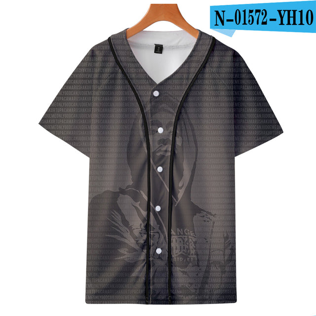 Tupac 2pac T-shirt Short sleeve O-Neck Baseball shirt Hip Hop Swag - TimelessGear9
