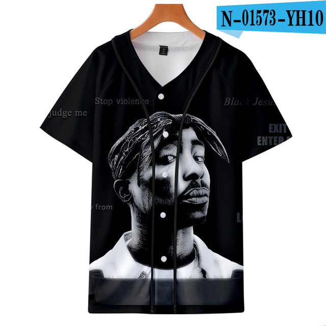 Tupac 2pac T-shirt Short sleeve O-Neck Baseball shirt Hip Hop Swag - TimelessGear9