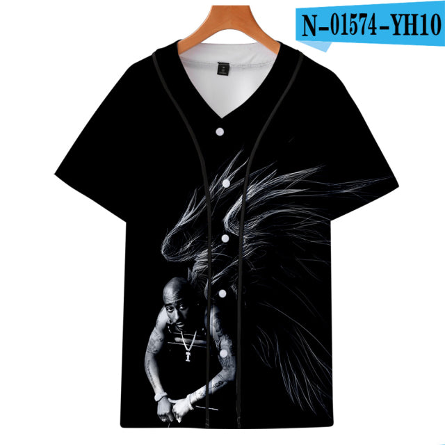 Tupac 2pac T-shirt Short sleeve O-Neck Baseball shirt Hip Hop Swag - TimelessGear9