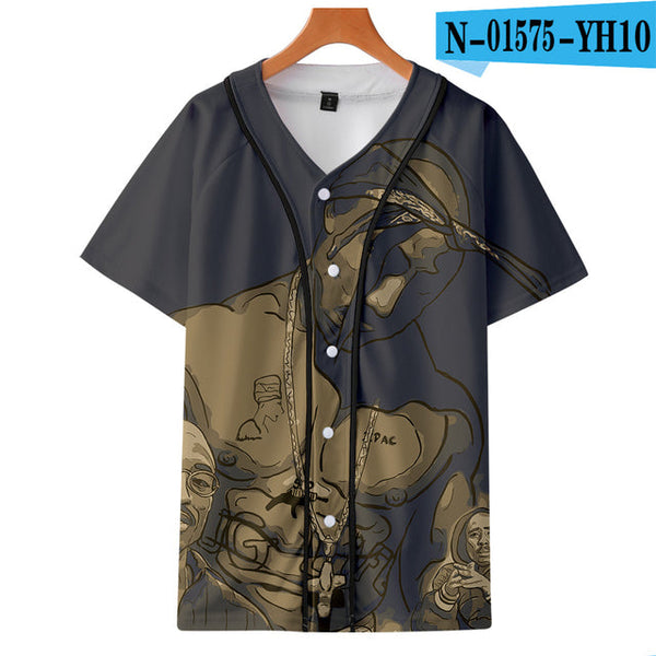 Tupac 2pac T-shirt Short sleeve O-Neck Baseball shirt Hip Hop Swag - TimelessGear9