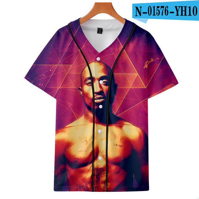 Tupac 2pac T-shirt Short sleeve O-Neck Baseball shirt Hip Hop Swag - TimelessGear9