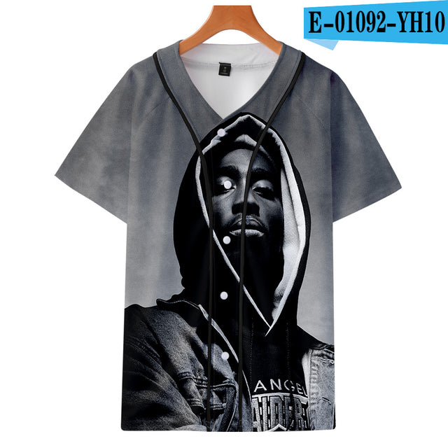 Tupac 2pac T-shirt Short sleeve O-Neck Baseball shirt Hip Hop Swag - TimelessGear9