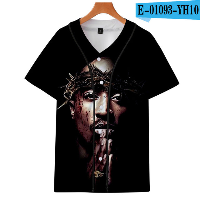 Tupac 2pac T-shirt Short sleeve O-Neck Baseball shirt Hip Hop Swag - TimelessGear9