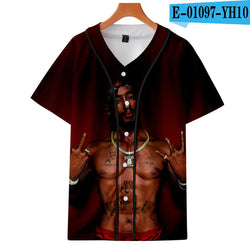 Tupac 2pac T-shirt Short sleeve O-Neck Baseball shirt Hip Hop Swag - TimelessGear9