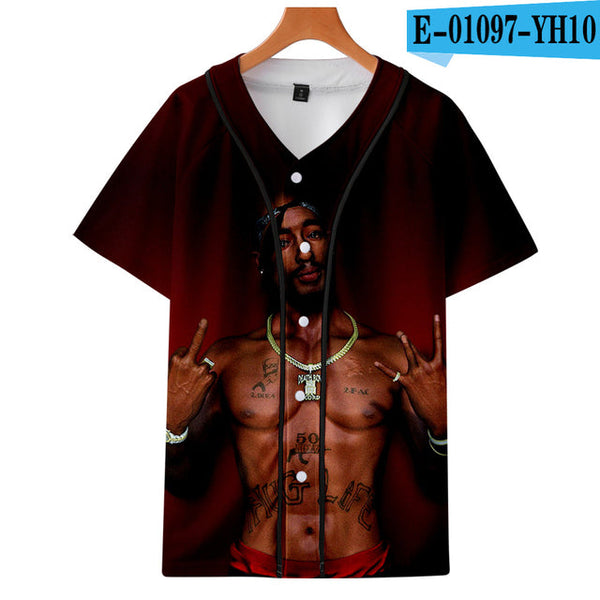 Tupac 2pac T-shirt Short sleeve O-Neck Baseball shirt Hip Hop Swag - TimelessGear9