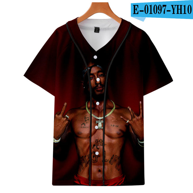 Tupac 2pac T-shirt Short sleeve O-Neck Baseball shirt Hip Hop Swag - TimelessGear9