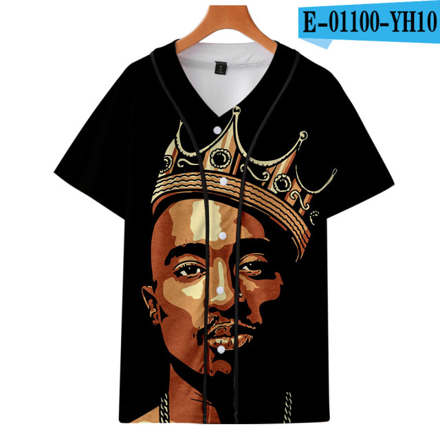 Tupac 2pac T-shirt Short sleeve O-Neck Baseball shirt Hip Hop Swag - TimelessGear9