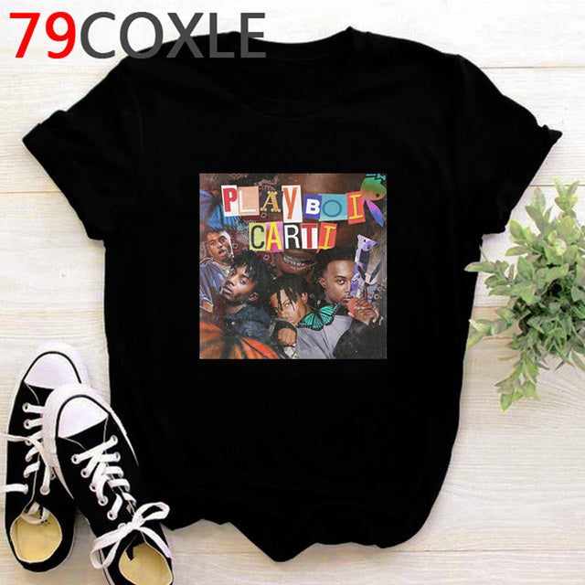 Rapper Playboi Carti T Shirt Women Hip Hop Summer Top Cartoon T-shirt Kawaii Die Lit Graphic Harajuku Oversized Tshirt Female - TimelessGear9