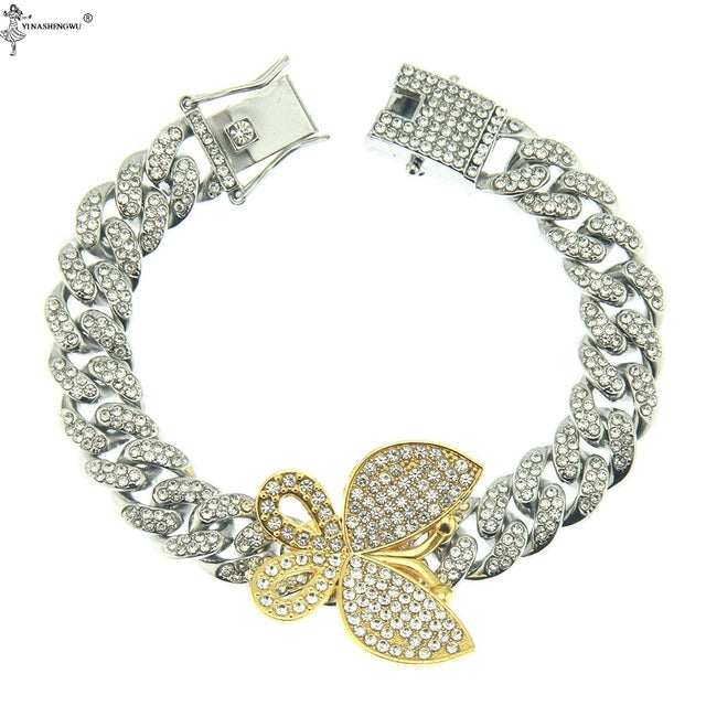 Hip Hop Gold Color Necklace ????? Miami Curb Cuban Chain Iced Out Paved Rhinestones CZ Bling Rapper For Men Jewelry - TimelessGear9
