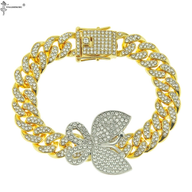 Hip Hop Gold Color Necklace ????? Miami Curb Cuban Chain Iced Out Paved Rhinestones CZ Bling Rapper For Men Jewelry - TimelessGear9
