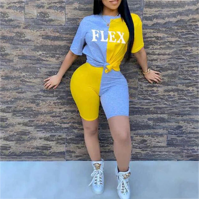 Plus Size 5XL Women Summer Clothing Fashion Sweatsuits FLEX Shorts Two Piece Sets Outfits Tracksuits - TimelessGear9