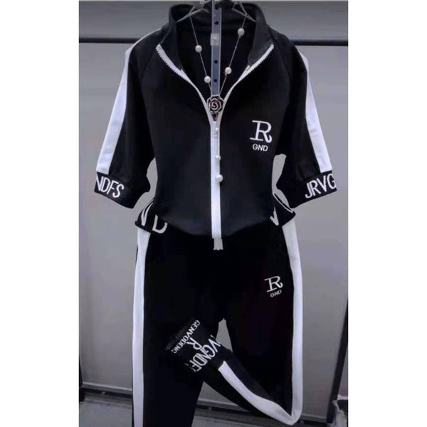 Women  Two Piece Set Summer New Slim Fashion Short Sleeve Hooded Sweater Leisure - TimelessGear9