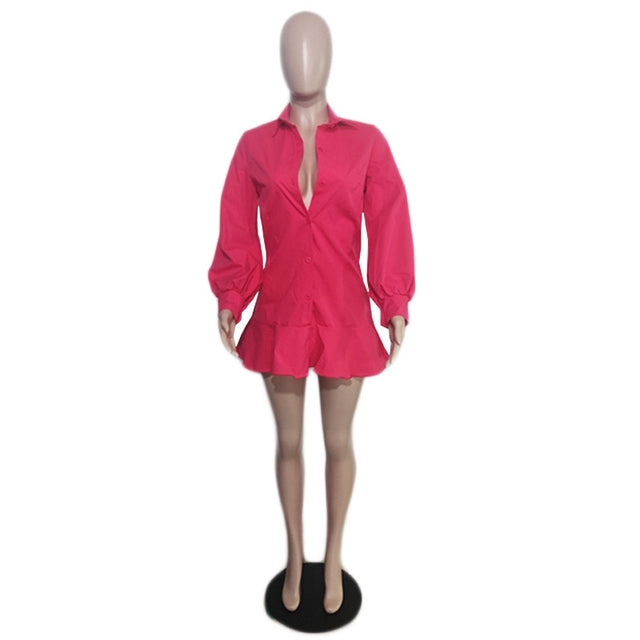 Plus Size Women Clothing Long Sleeve Fall Dress Ruffles Hem - TimelessGear9