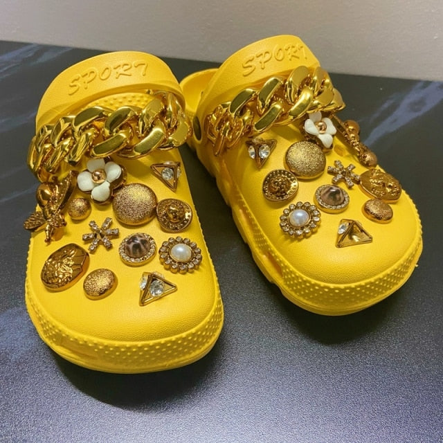 Summer Women Slippers Shoes With Charms Jewelry Garden Shoes Wedges Platform Sandals - TimelessGear9