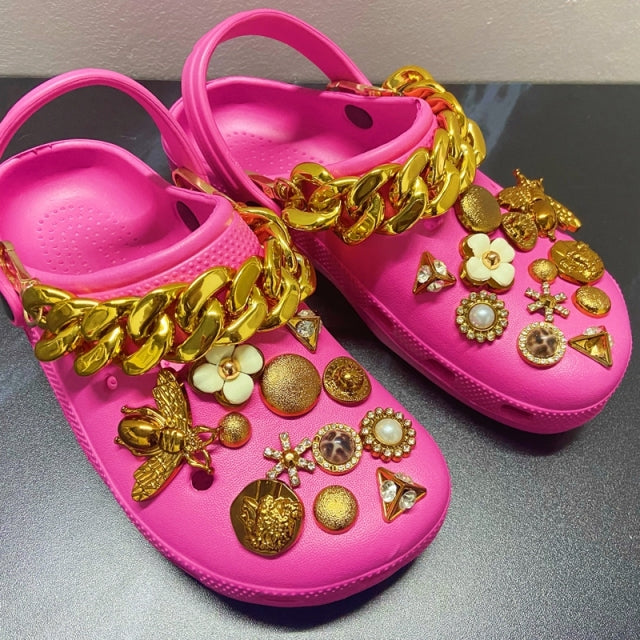 Summer Women Slippers Shoes With Charms Jewelry Garden Shoes Wedges Platform Sandals - TimelessGear9