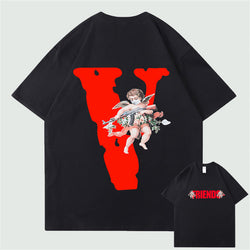 Trend Oversized VLONE Men T Shirt 100% Cotton Summer Short Sleeve Brand Hip Hop Tshirt Angel AK47 - TimelessGear9
