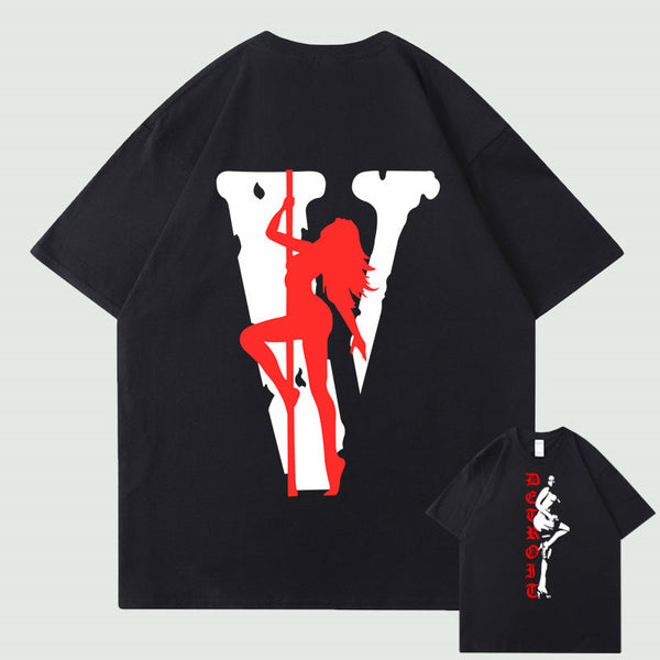 VLONE Men Letters T Shirt 100% Cotton Streetwear Women&#39;s USA Short Sleeve Brand Hip Hop Tshirt Pole Dancing Girl Pole Dance Tops - TimelessGear9