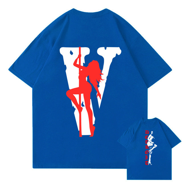 VLONE Men Letters T Shirt 100% Cotton Streetwear Women&#39;s USA Short Sleeve Brand Hip Hop Tshirt Pole Dancing Girl Pole Dance Tops - TimelessGear9