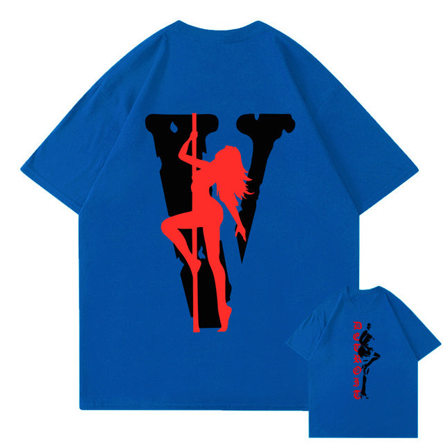 VLONE Men Letters T Shirt 100% Cotton Streetwear Women&#39;s USA Short Sleeve Brand Hip Hop Tshirt Pole Dancing Girl Pole Dance Tops - TimelessGear9