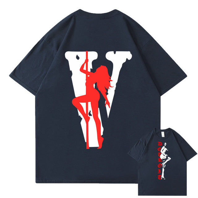 VLONE Men Letters T Shirt 100% Cotton Streetwear Women&#39;s USA Short Sleeve Brand Hip Hop Tshirt Pole Dancing Girl Pole Dance Tops - TimelessGear9