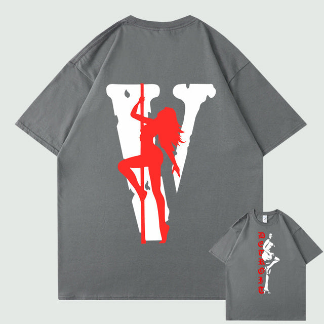 VLONE Men Letters T Shirt 100% Cotton Streetwear Women&#39;s USA Short Sleeve Brand Hip Hop Tshirt Pole Dancing Girl Pole Dance Tops - TimelessGear9