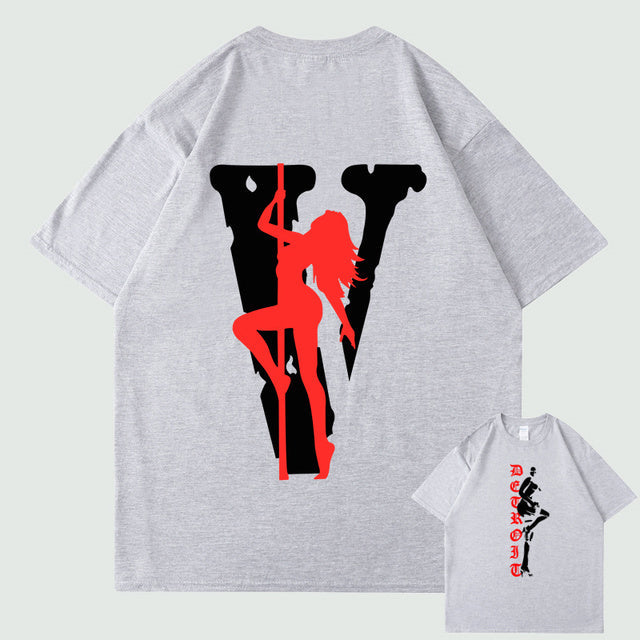 VLONE Men Letters T Shirt 100% Cotton Streetwear Women&#39;s USA Short Sleeve Brand Hip Hop Tshirt Pole Dancing Girl Pole Dance Tops - TimelessGear9