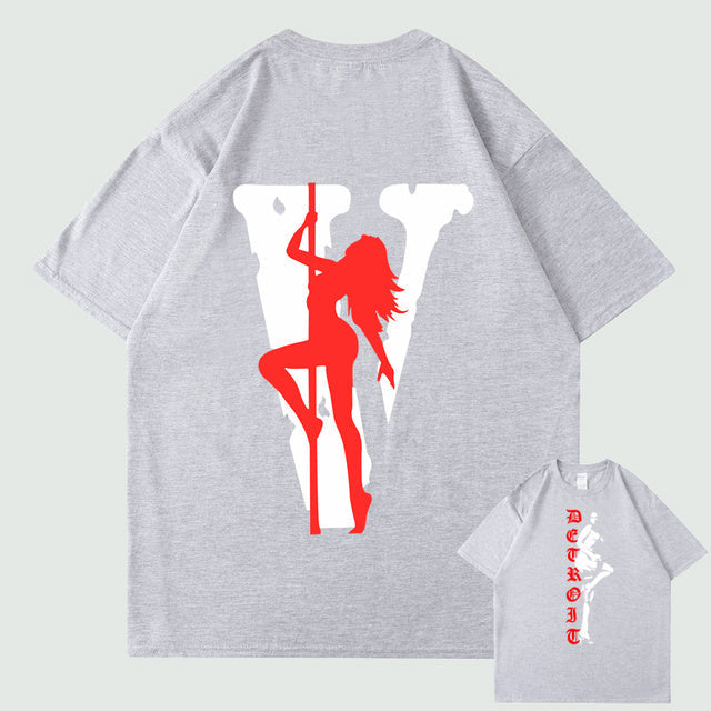 VLONE Men Letters T Shirt 100% Cotton Streetwear Women&#39;s USA Short Sleeve Brand Hip Hop Tshirt Pole Dancing Girl Pole Dance Tops - TimelessGear9