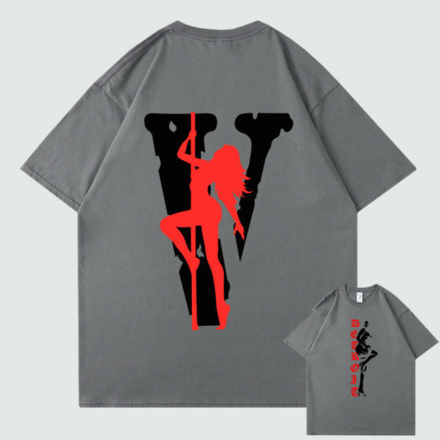 VLONE Men Letters T Shirt 100% Cotton Streetwear Women&#39;s USA Short Sleeve Brand Hip Hop Tshirt Pole Dancing Girl Pole Dance Tops - TimelessGear9
