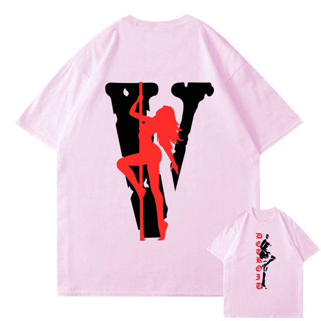 VLONE Men Letters T Shirt 100% Cotton Streetwear Women&#39;s USA Short Sleeve Brand Hip Hop Tshirt Pole Dancing Girl Pole Dance Tops - TimelessGear9