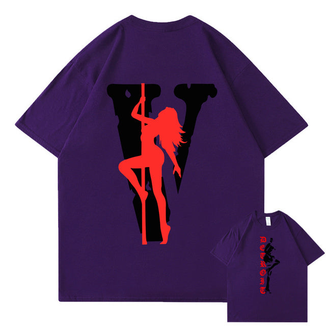 VLONE Men Letters T Shirt 100% Cotton Streetwear Women&#39;s USA Short Sleeve Brand Hip Hop Tshirt Pole Dancing Girl Pole Dance Tops - TimelessGear9