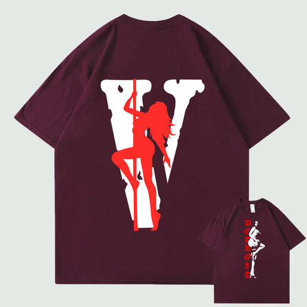 VLONE Men Letters T Shirt 100% Cotton Streetwear Women&#39;s USA Short Sleeve Brand Hip Hop Tshirt Pole Dancing Girl Pole Dance Tops - TimelessGear9
