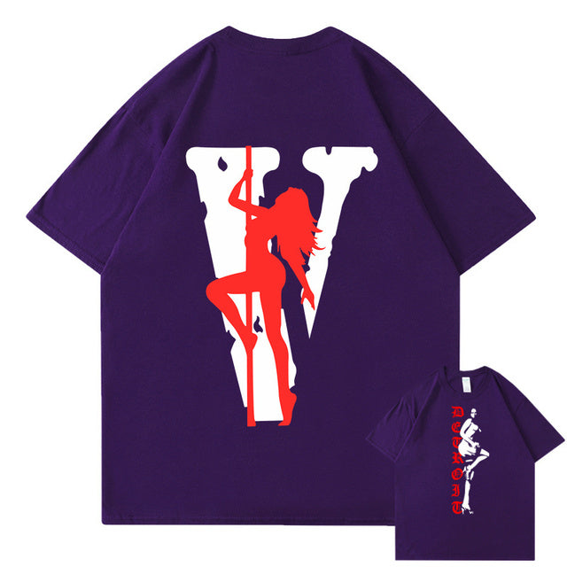 VLONE Men Letters T Shirt 100% Cotton Streetwear Women&#39;s USA Short Sleeve Brand Hip Hop Tshirt Pole Dancing Girl Pole Dance Tops - TimelessGear9