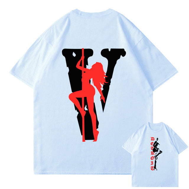 VLONE Men Letters T Shirt 100% Cotton Streetwear Women&#39;s USA Short Sleeve Brand Hip Hop Tshirt Pole Dancing Girl Pole Dance Tops - TimelessGear9