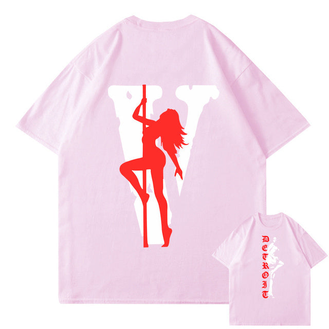 VLONE Men Letters T Shirt 100% Cotton Streetwear Women&#39;s USA Short Sleeve Brand Hip Hop Tshirt Pole Dancing Girl Pole Dance Tops - TimelessGear9