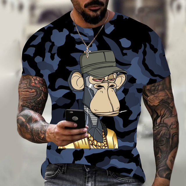 Hot 3D animal T-shirt funny monkey gorilla short sleeve - TimelessGear9