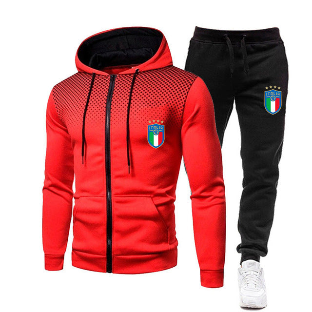 Tracksuit Sets For Men Women Italy National Team Jersey 2 Pieces Sets Man Sportwear Fleece - TimelessGear9