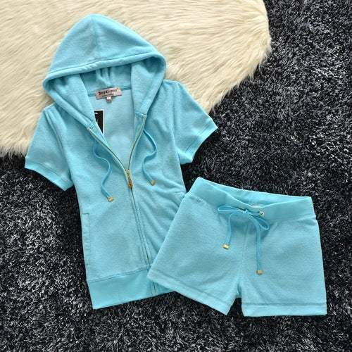 Juicy Apple 2 Piece Set Velvet zip Summer Letter printing tracksuit Women Clothing 2022 - TimelessGear9
