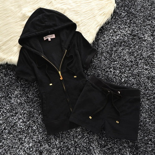 Juicy Apple 2 Piece Set Velvet zip Summer Letter printing tracksuit Women Clothing 2022 - TimelessGear9