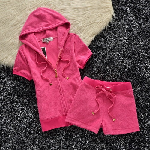 Juicy Apple 2 Piece Set Velvet zip Summer Letter printing tracksuit Women Clothing 2022 - TimelessGear9